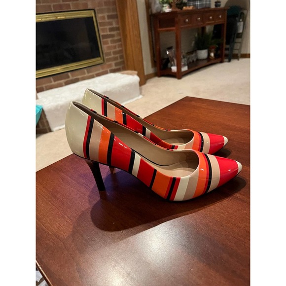 New INC Women’s Multicolored Striped Heels Size 7.5 - Picture 6 of 9